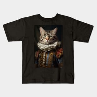 Cool Cat in 17th century Baroque Mexican attire Kids T-Shirt